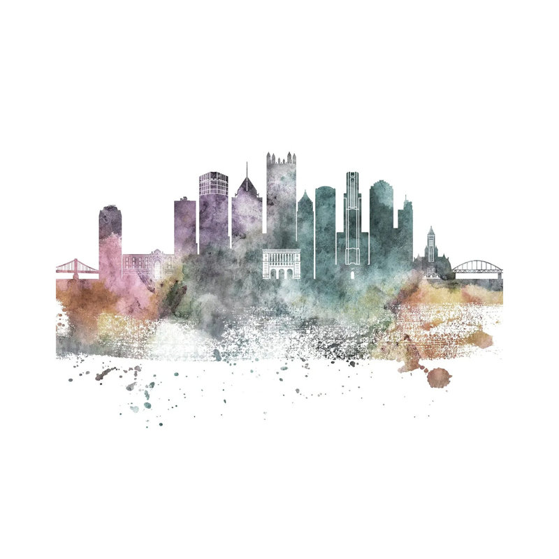 Pittsburgh Pastel Skylines 1 Piece Wrapped Canvas Wall Art, 152.5 cm H x 101.5 cm W