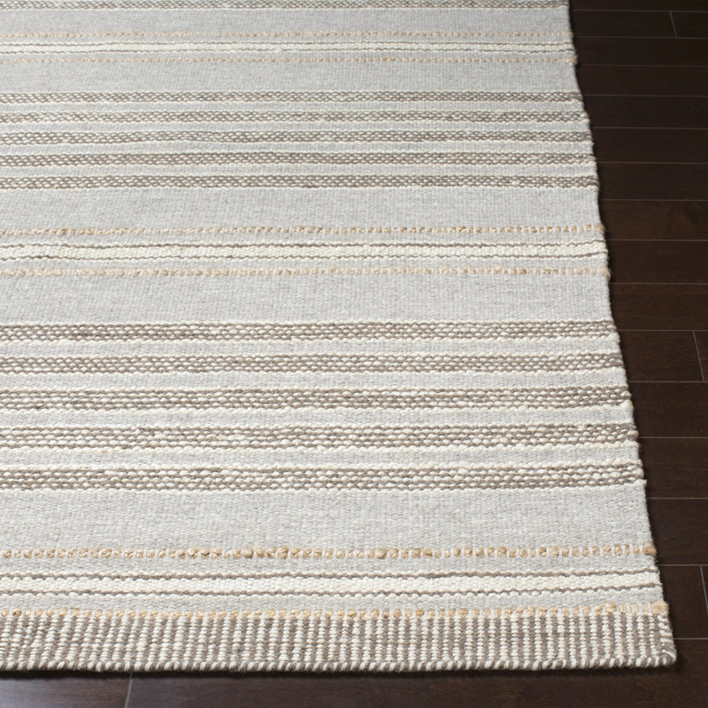 Portia Striped Flatweave Taupe/Gray Area Rug, Rectangle 2' x 3'