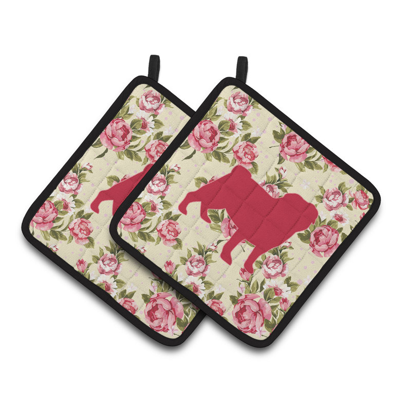 East Urban Home Floral Polyester Potholder, Yellow