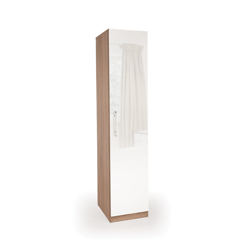 Cece 1 Door Manufactured Wood Wardrobe, Oak/Gloss White