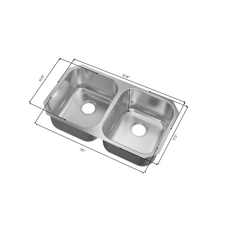 Stainless Steel 50/50 Double-Bowl Kitchen Sink
