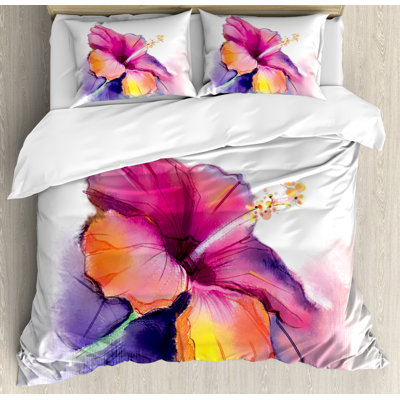 Watercolor Flower Home Traditional Duvet Cover