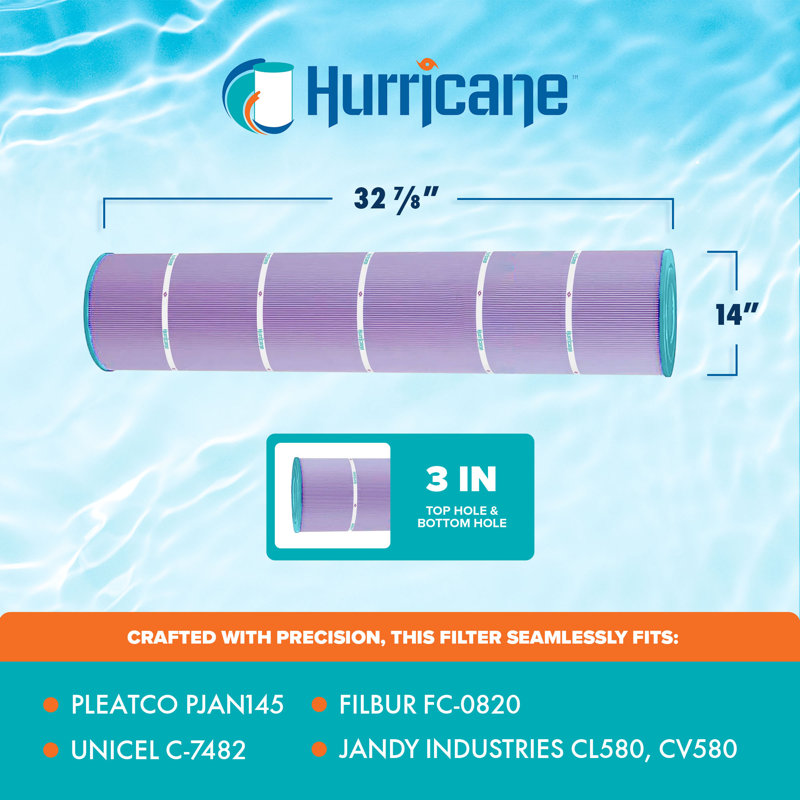 Hurricane Filters HF7482-04P Purple Spa Cartridge Replacement, 4 Pack