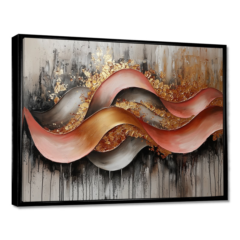 Offord - Abstract Wall Art, H 30 po x l 40 po, Noir, noir, noir, noir, Impression encadrée flottante