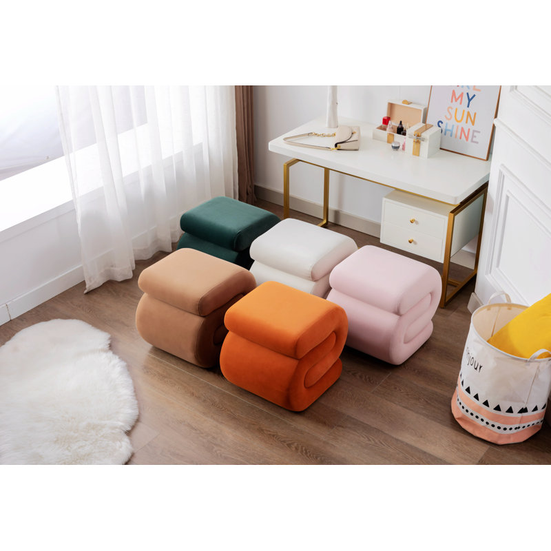 Repose-pieds Jaszlyn, tabouret de maquillage, repose-pieds, Velours orange