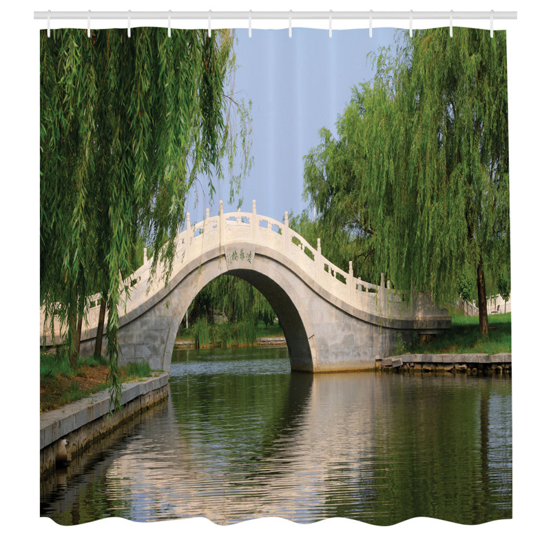 East Urban Home Willow Tree Shower Curtain Scenery Calming Image Multicolor, 70"H x 69"W