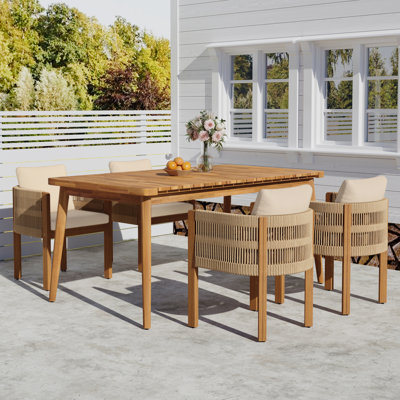 Outdoor Dining Set with Acacia Wood Table and Chairs