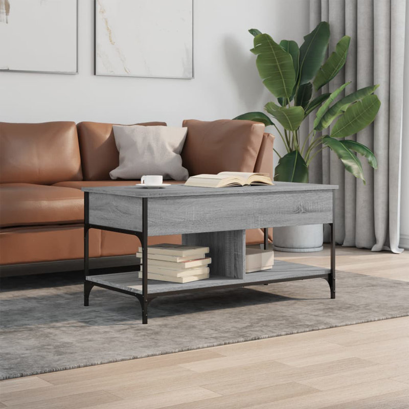 Dells Lift Top Four Leg Coffee Table with Storage, Grey Sonoma