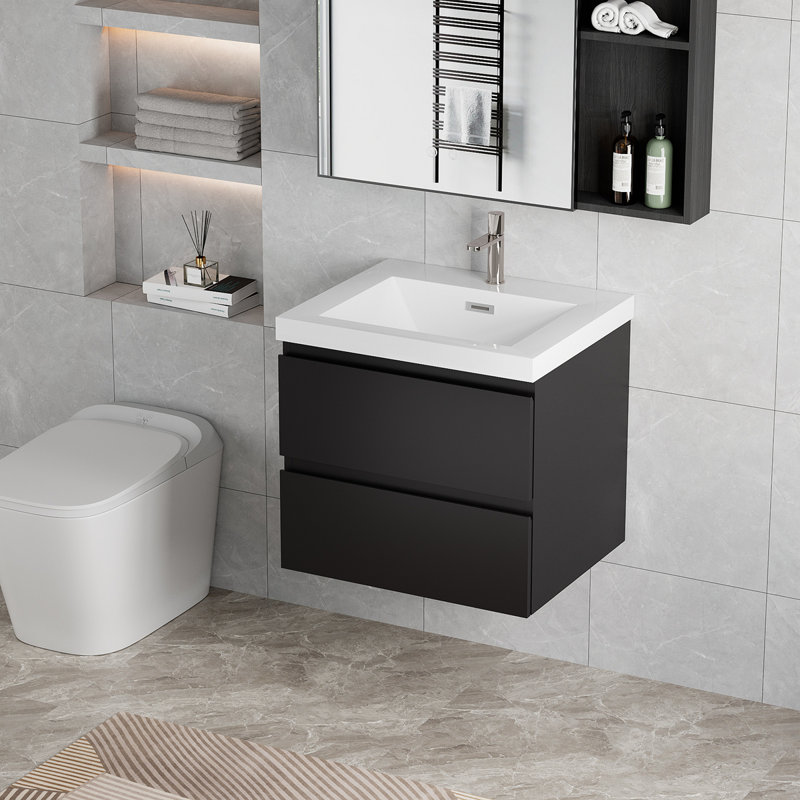 Meuble-lavabo flottant avec lavabo et meuble-lavabo, Noir