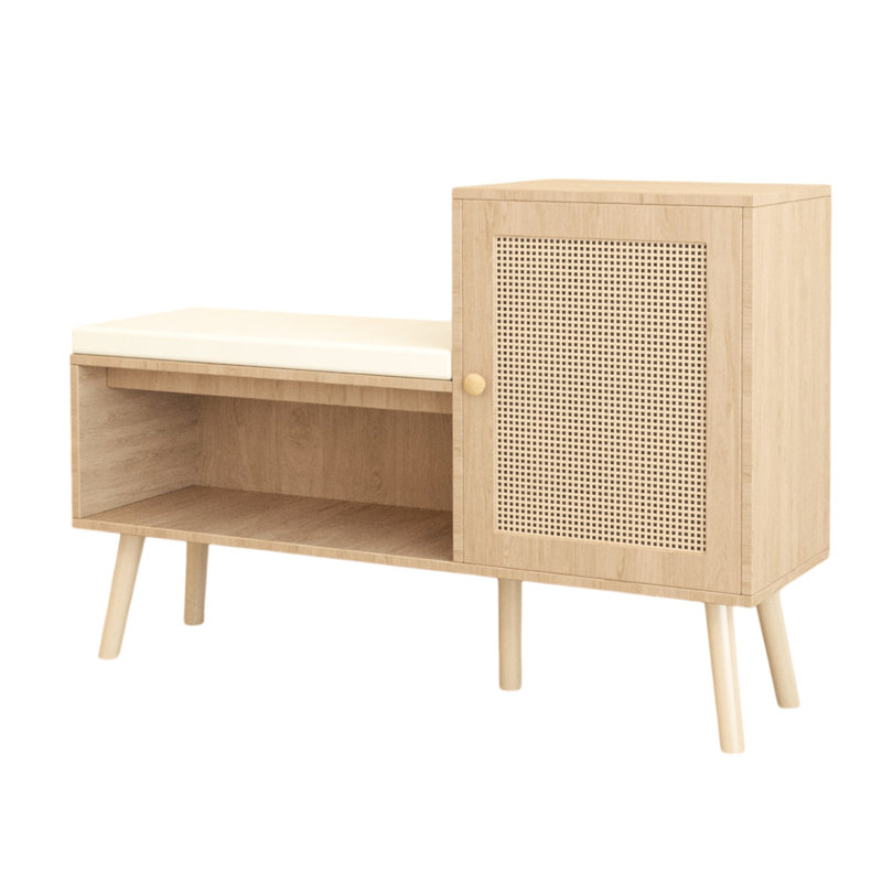 Banc de rangement pour 21 chaussures avec tablettes réglables et style fonctionnel