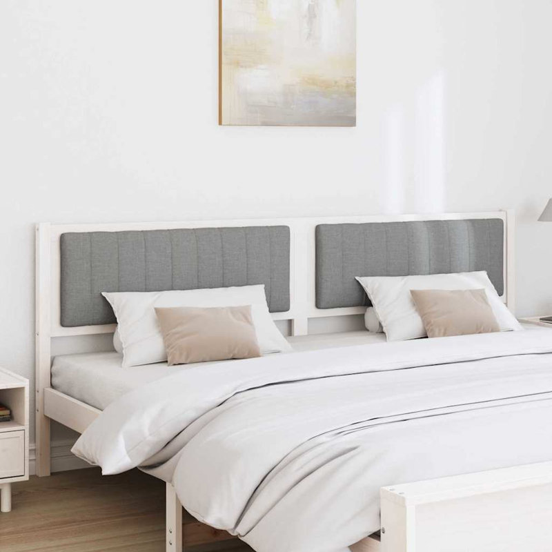 Solid Wood Headboard, King, White, Light Grey