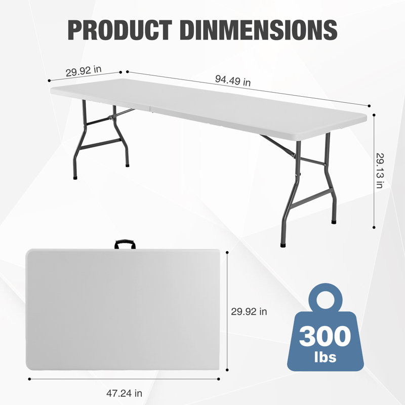 Fold-in-Half Banquet Table with Handle, 29.13" H x 94.49" L x 29.92" D