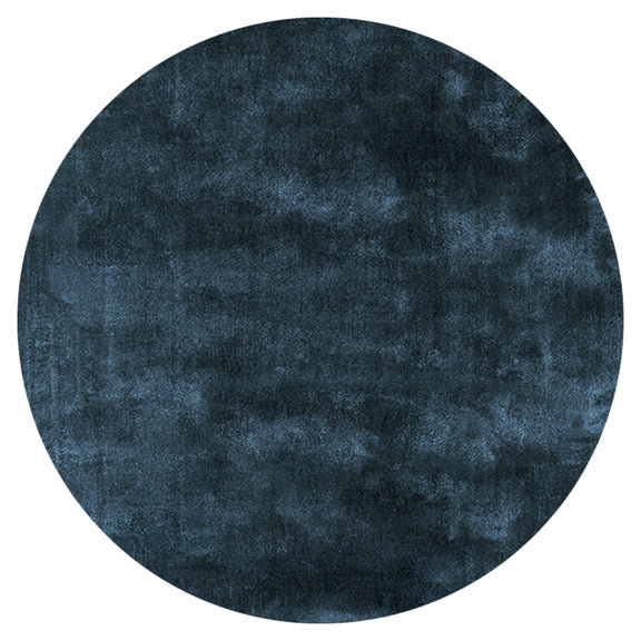 Pallas Hand Woven Wool Area Rug, Blue, Round 8'2"