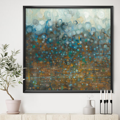 «Blue and Bronze Dots», reproduction sur toile encadrée