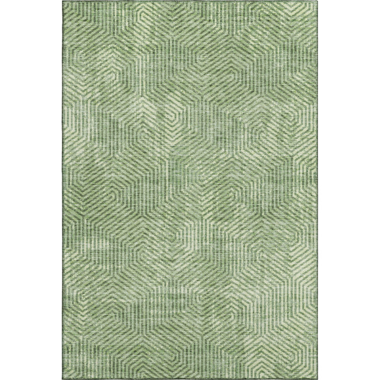 Premium Machine Washable Prisco Green Rug