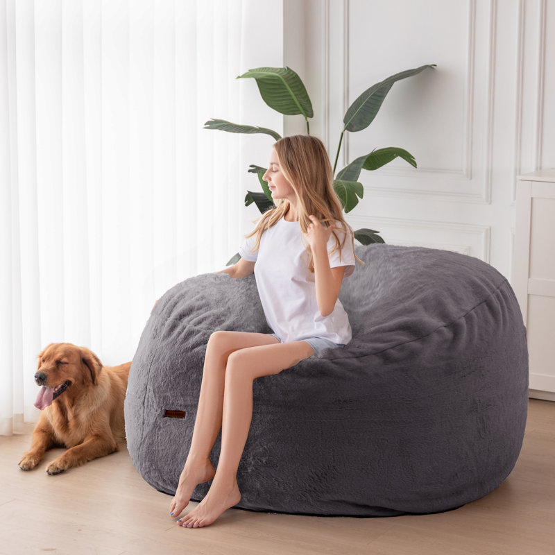Fauteuil à billes en polyester, H 43,3 po x l 43,3 po x P 27,6 po, Polyester gris foncé