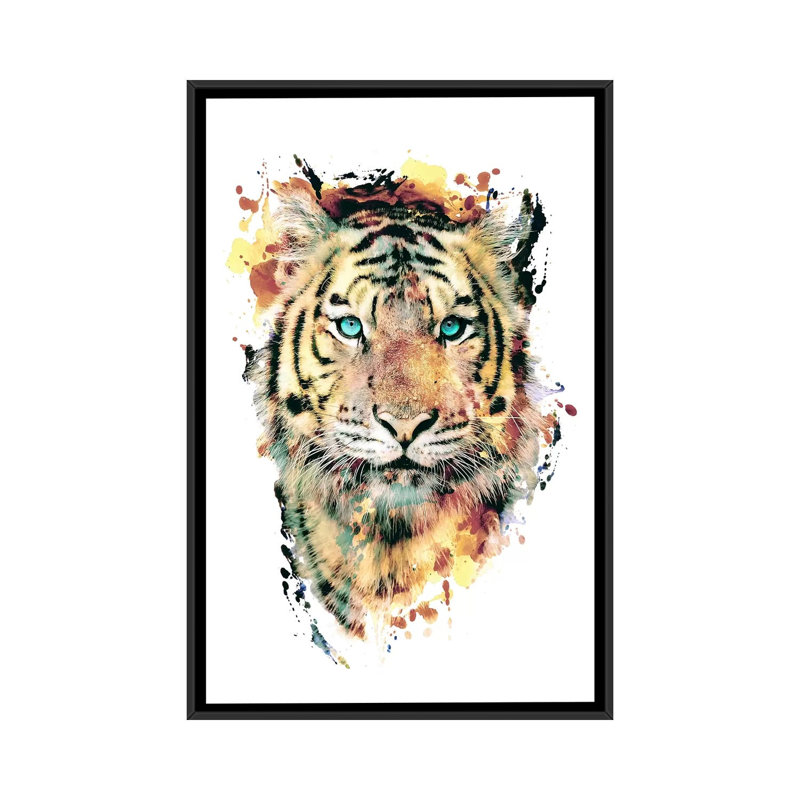 «Tiger III», impression sur toile, H 26 po x l 18 po x P 1,5 po, Toile avec cadre flottant noir, Pas de tapis