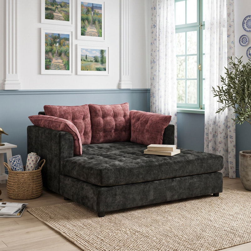 Sofa méridienne à deux places, Red Black