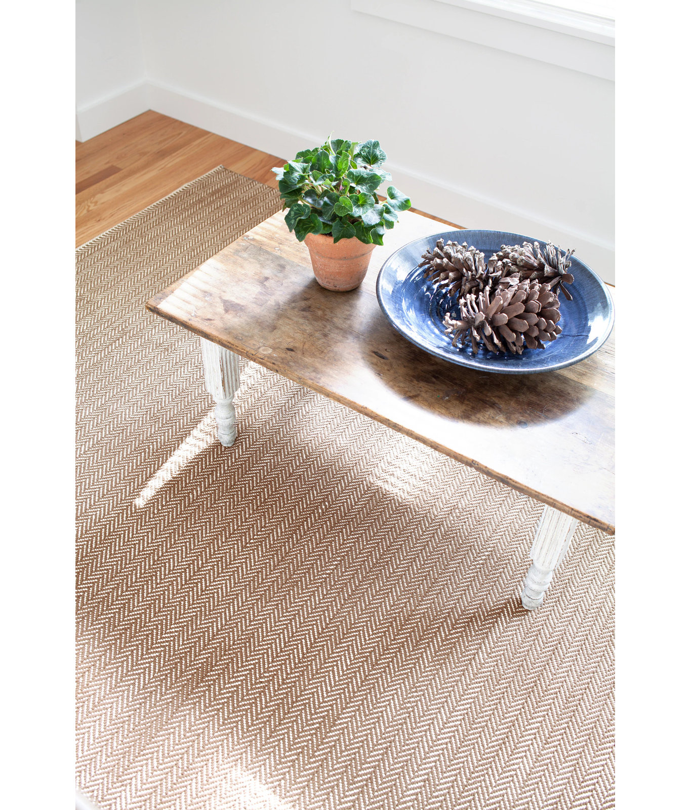 Herringbone Cotton Slate Gray Rug, Stone, Rectangle 5' x 8'