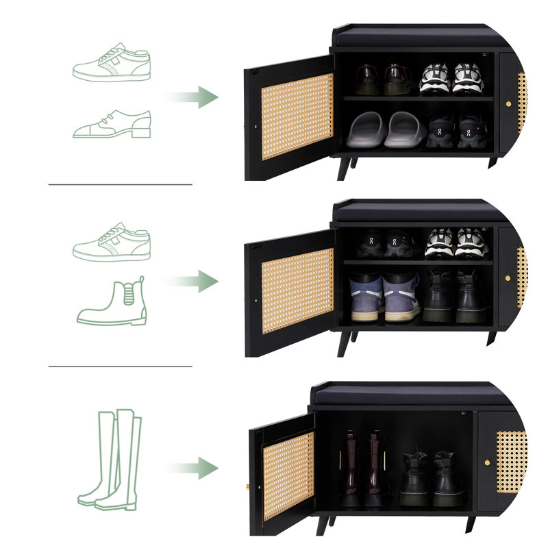 Banc de rangement, banc à chaussures avec coussin de siège rembourré