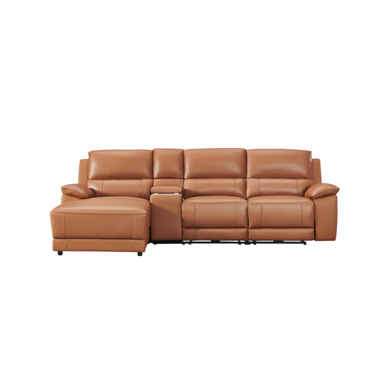 Carrabelle Leather Power Recliner Console,USB Port, Left Hand Facing, Adobe Genuine Leather