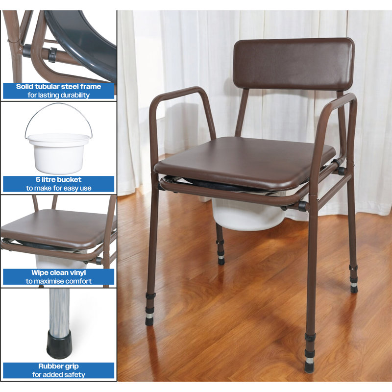 Essex Height Adjustable Commode Chair Brown