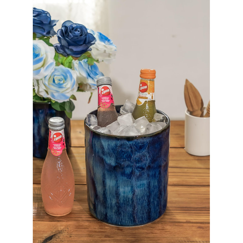Porte-ustensiles, porte-ustensiles de cuisine en céramique pour comptoir de 7,25 po + 5,25 po, grand pot à ustensiles de cuisine, ensemble de 2, bleu royal