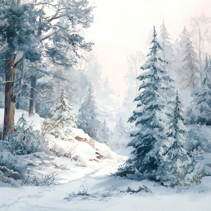 «Quiet Winter Pines», art mural sur toile tendue, 12 po x 12 po