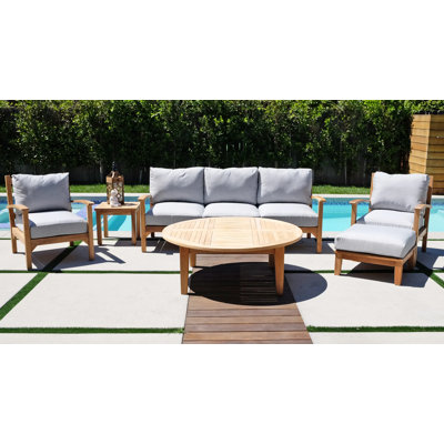 Ensemble de conversation en teck avec coussins Sunbrella 6 pièces Huntington