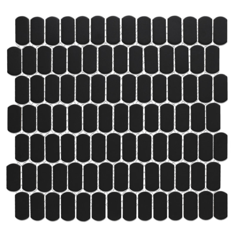 Hudson Capsule 12-1/4 In. X 13-1/8 In. Porcelain Mosaic Tile, Matte Black