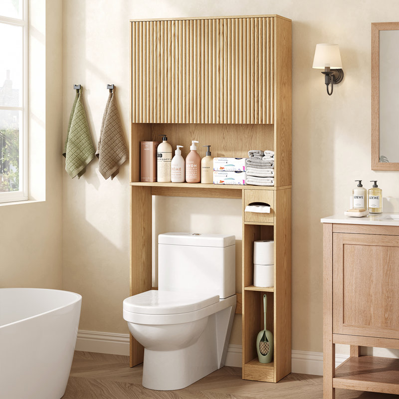 Modern Over the Toilet Storage Cabinet, Bathroom Storages Organizer Cabinets with Doors, Above Toilet Storage for Restroom, Bathroom, Laundry