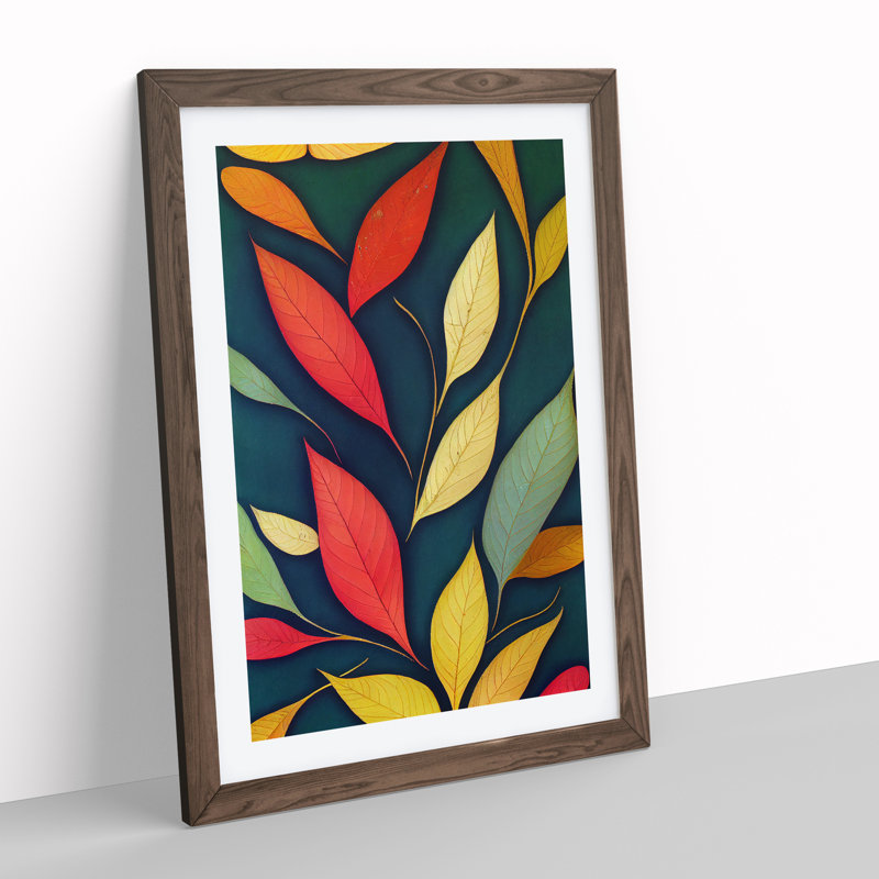 Wild Leaves - Wall Art, 34cm H x 25cm W, Walnut Framed
