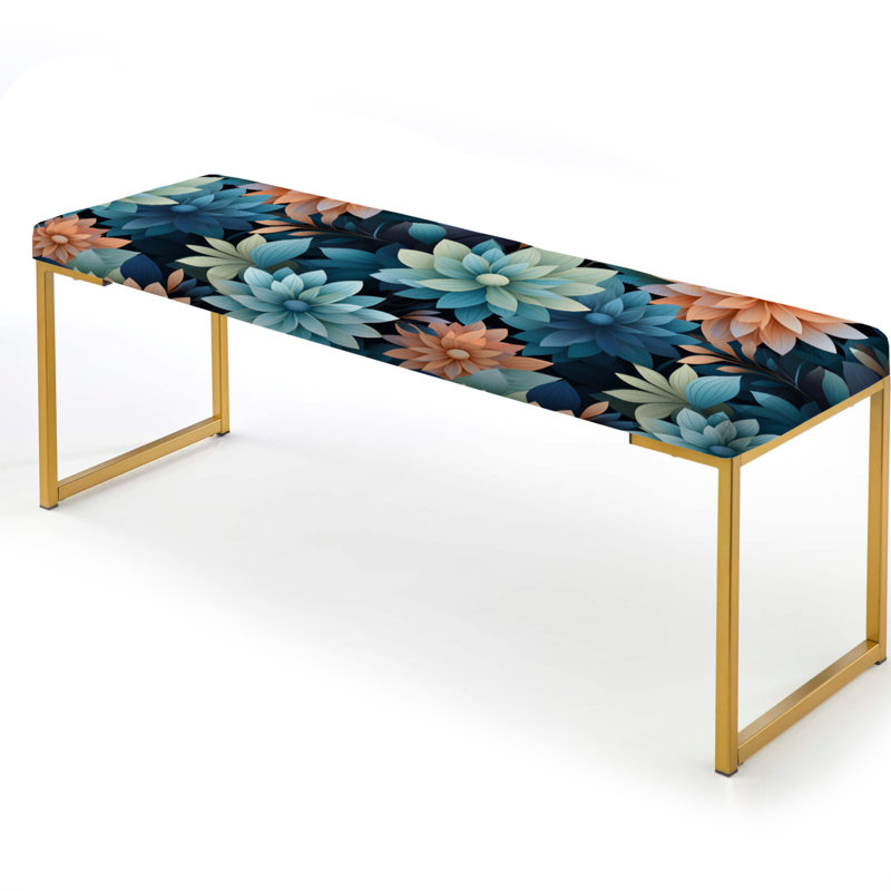 Mindful Awesome Mediation I - Banc rembourré floral doré