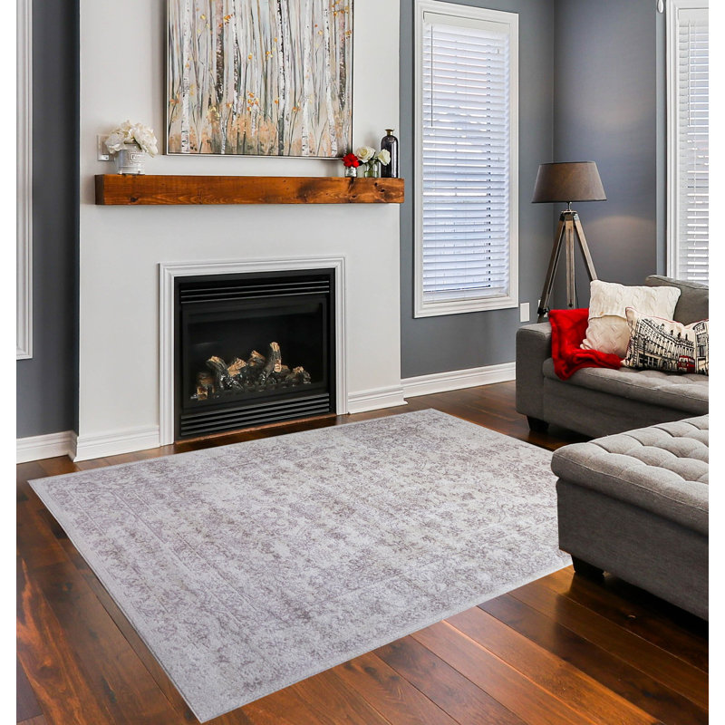 Tapis gris Grisham, Rectangle 2 pi 7 po x 4 pi 11 po
