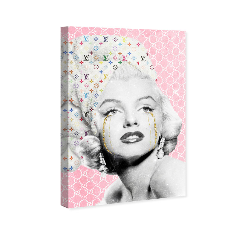Art mural emblématique sur toile rose glamour étoile pour chambre à coucher, Toile tendue, H 24 po x l 16 po