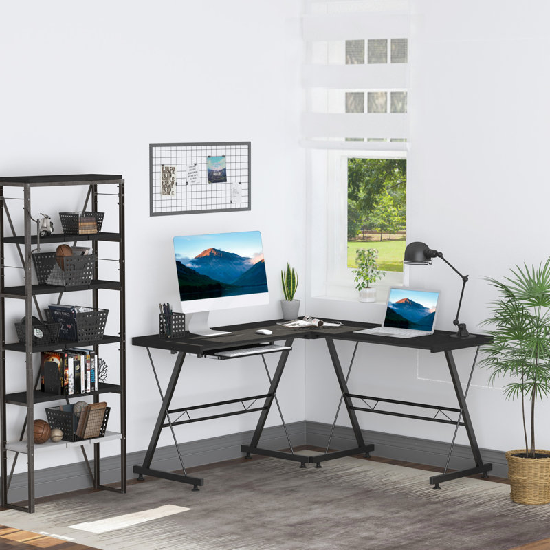 L-Shaped Computer Desk, black