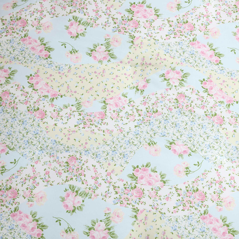 Betsey Johnson Patchwork Floral Reversible Blue Comforter Bonus Set, Twin Comforter + 3 Additional Pieces