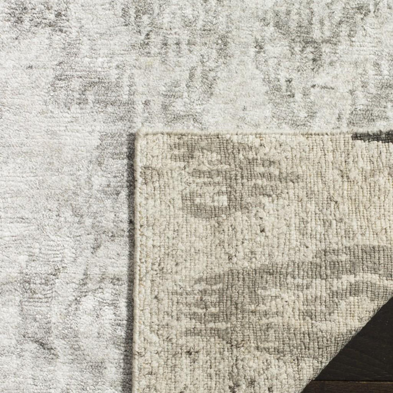Tapis en viscose / coton noué à la main Stafford argent / gris, Rectangle 2 pi x 3 pi