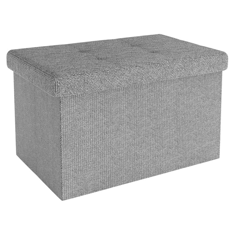 Romines 49cm W Rectangle Footstool with Storage, in Grey