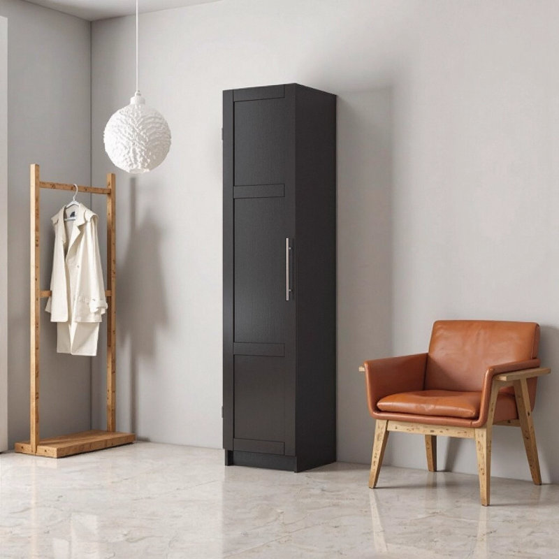 Armoire de rangement murale empilable, P 15,75 po x l 15,75 po x H 70,87 po, noir