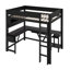 Lit mezzanine double pleine grandeur avec bureau en L, tablettes de rangement, station de charge et lumières-2099900840