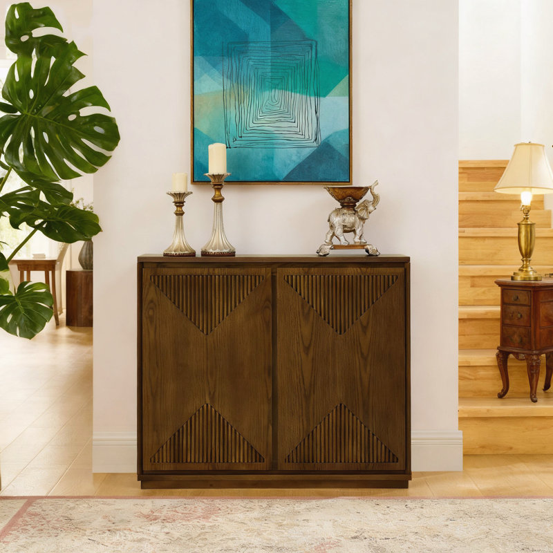Mid Century Modern V-shape Storage Cabinet, Brown
