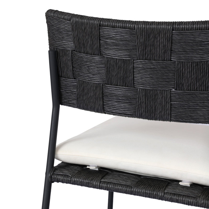 Tabouret d'extérieur en fer avec coussin, 26.5"