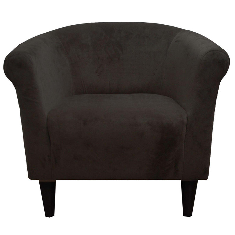 Fauteuil demi-tonneau l 32 po Liam, Microfibre / microsuède brun chocolat