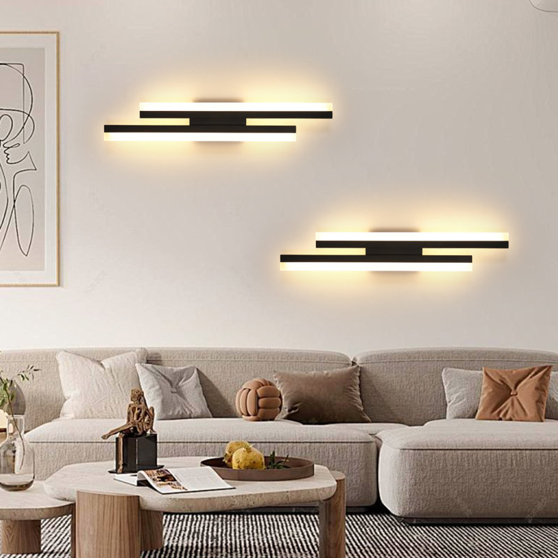 2-Light 48Cm Black 3000K Flush Mounted Sconce