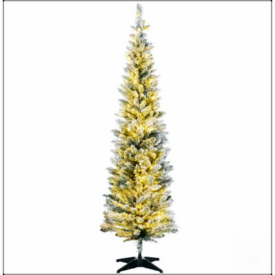 Slim Artificial Christmas Tree with Realistic Branches and Warm White LED Lights for Compact Holiday Decorating