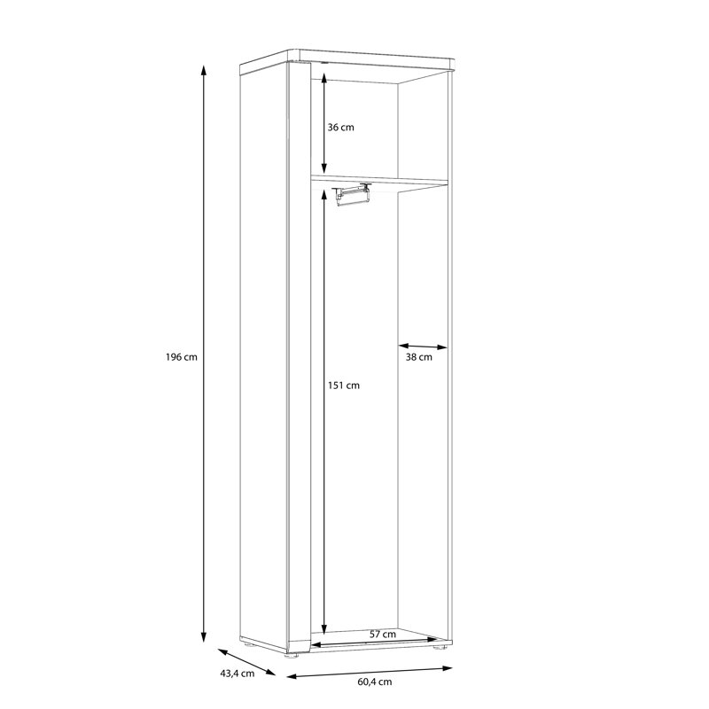 Malaki 1 Door Manufactured Wood Wardrobe