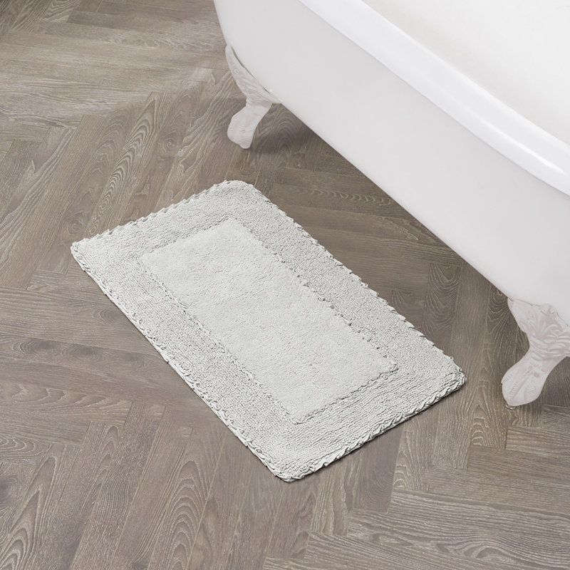 Laura Ashley Ruffle 100% Cotton Bath Rugs, White, Single - 20"W x 34"L