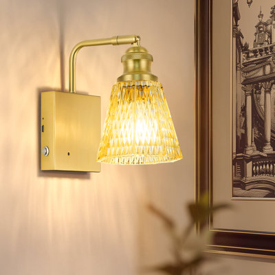 Vintage Rechargeable Armed Sconce with Remote and Bulb, Battery Operated Wall Sconce