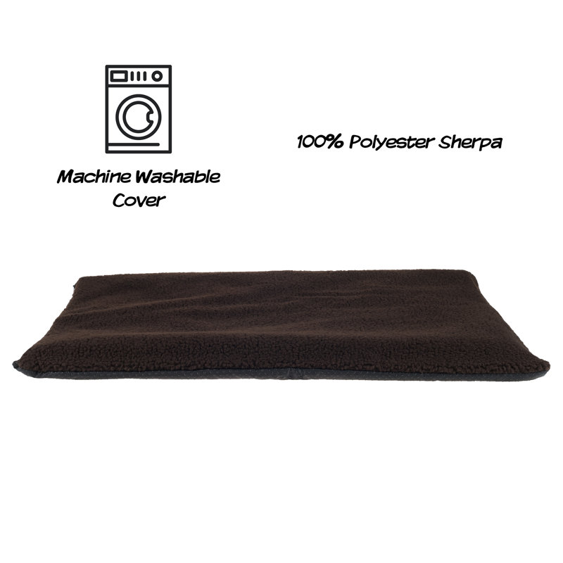 Small Brown Self-Heating Sherpa Pet Crate Pad
